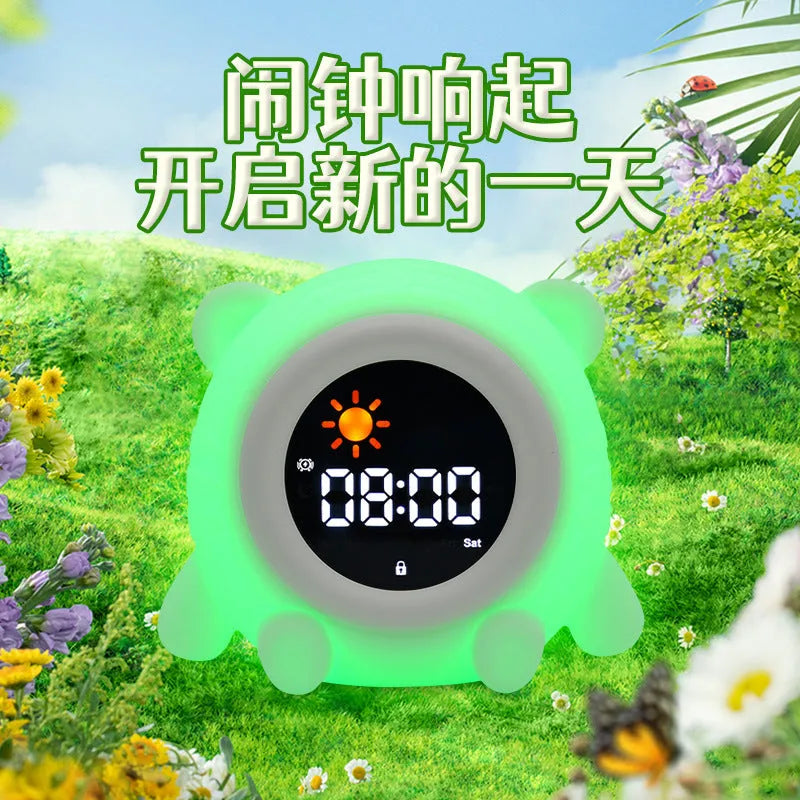 Soft edible silicone children's alarm clock with music function, white, puppy style
