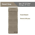 A portable inflatable camping mattress in desert grey colour, shown inflated to its 195x70cm size.