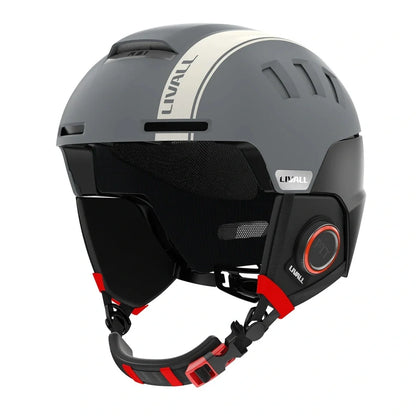 Graphite Black smart ski helmet with Bluetooth communication system and 15 ventilation holes