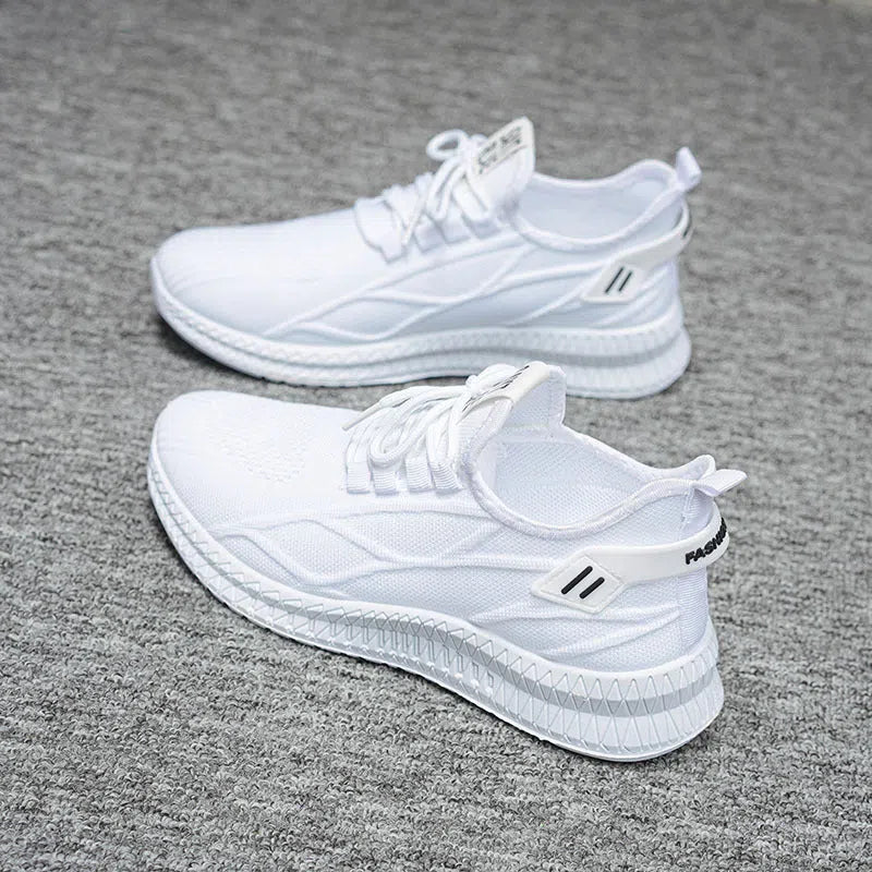 Men's round toe breathable cloth upper lace-up casual shoes in solid colours for sports