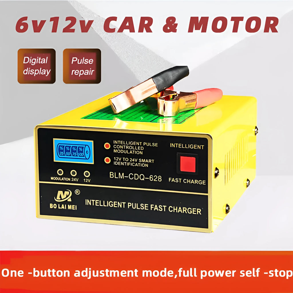 BT 168 model 12V and 24V intelligent automobile battery charger with American plug.