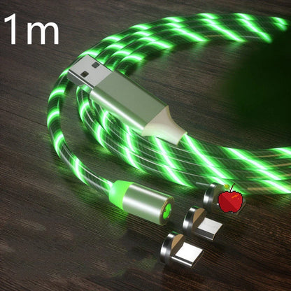 Magnetic charging cable with LED indicator, available in blue, red, green, and colorful options.