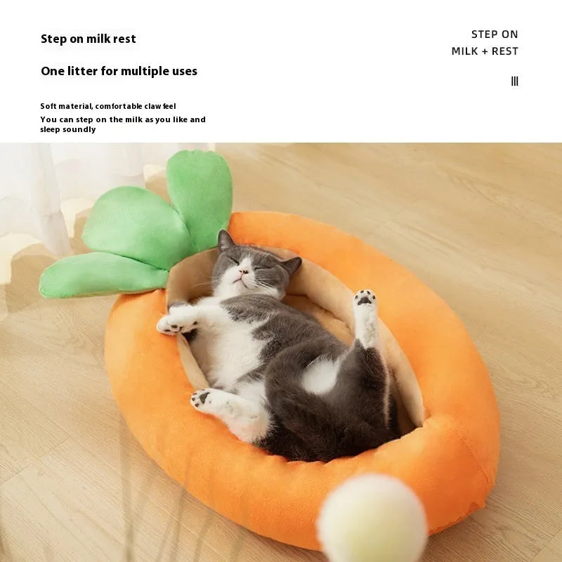 Cartoon carrot double-sided removable washable dog mattress in cloth material