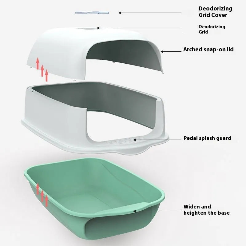 Fully enclosed cat litter box in Deep Sky Grey, made from PP material, 50x35x33cm