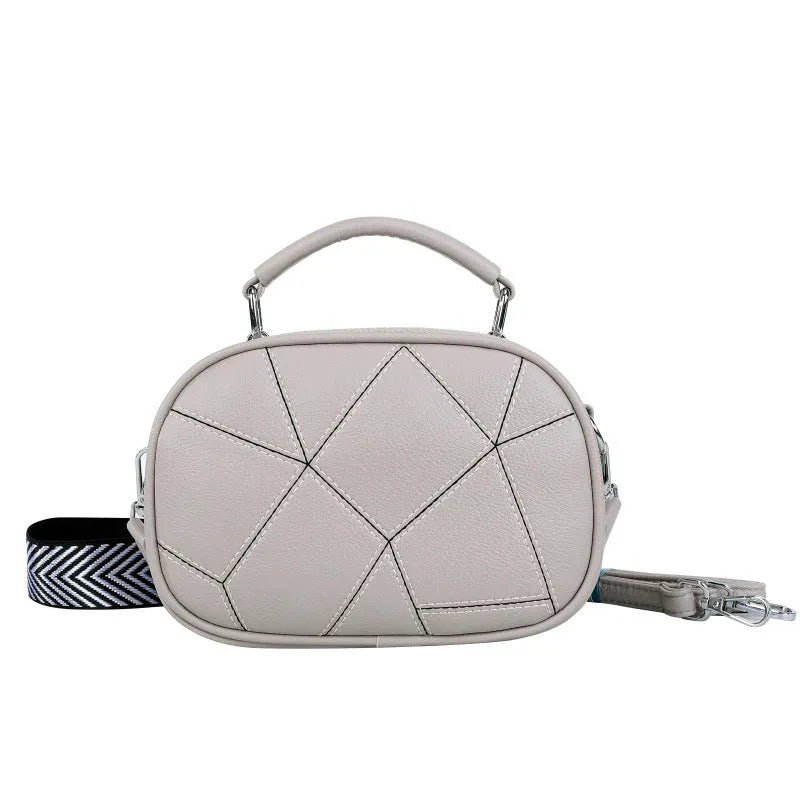 Women's PU patchwork small bag with round 20x15 cm shape in five colour options