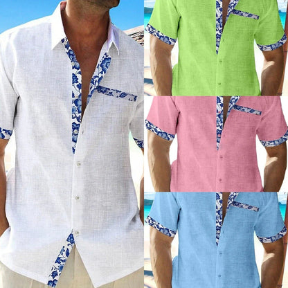 Men's casual button-down shirts in a variety of vibrant summer colors, perfect for vacation and everyday wear