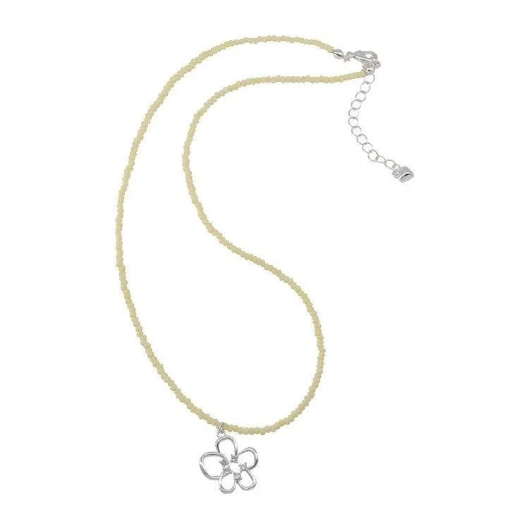 Women's U-shaped copper necklace with hollow flower pendant and colourful beaded decoration