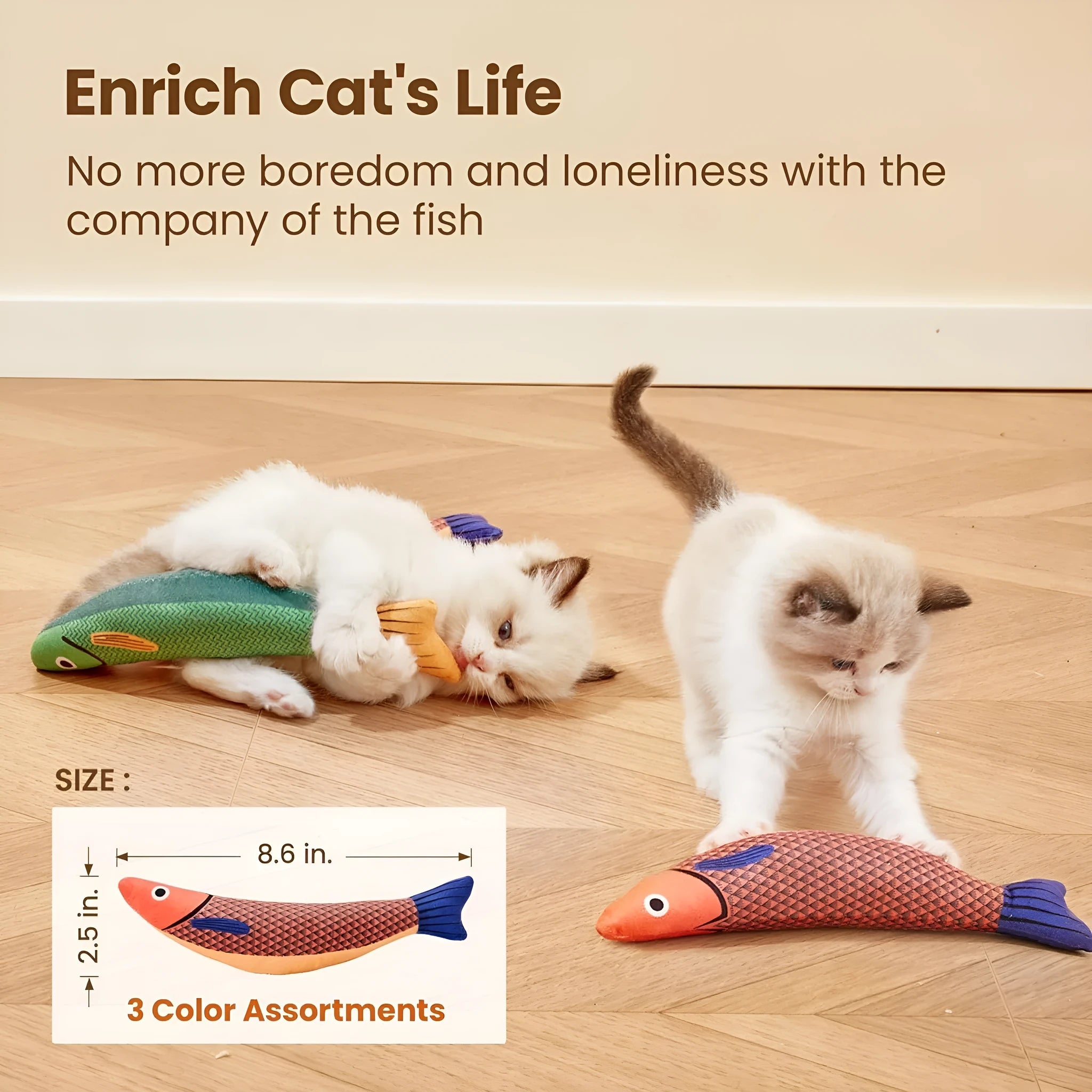 Soft plush saury fish cat kicker toy with organic catnip filling, shown in green colour.