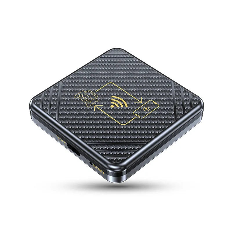 Wireless CarPlay box USB adapter in gold finish for factory car radios with Android Auto support