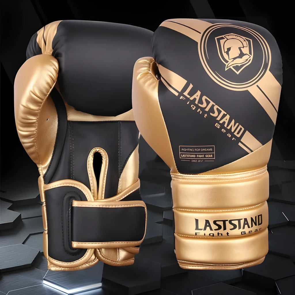 Professional PU boxing gloves for Sanda and combat training in multiple weight and colour options.
