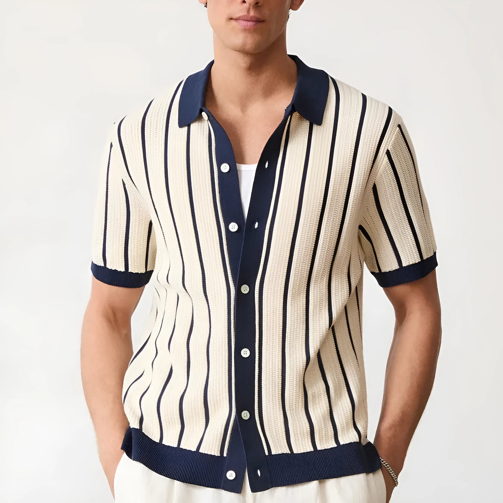 Men's white asymmetric lapel knitted top in ice silk spandex fabric