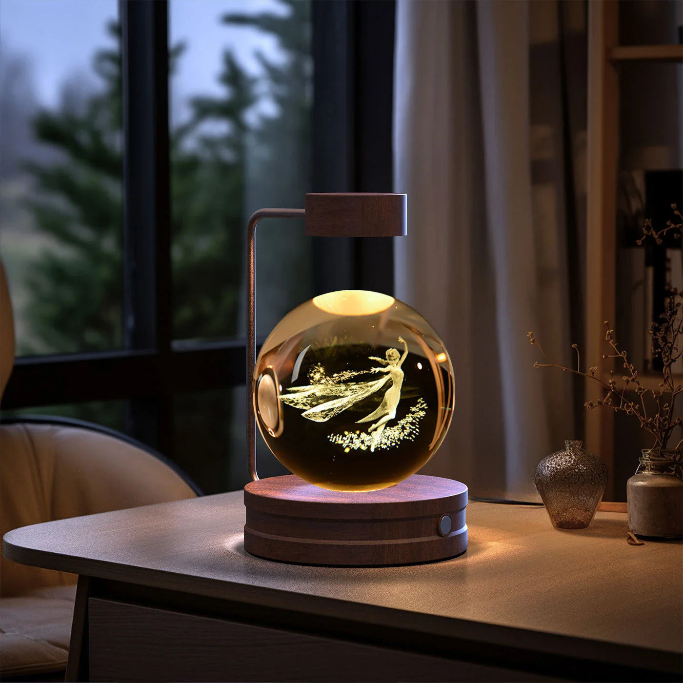 Dazzling crystal ball nightlight with captivating cosmic designs, creating a warm, soothing ambiance in your home
