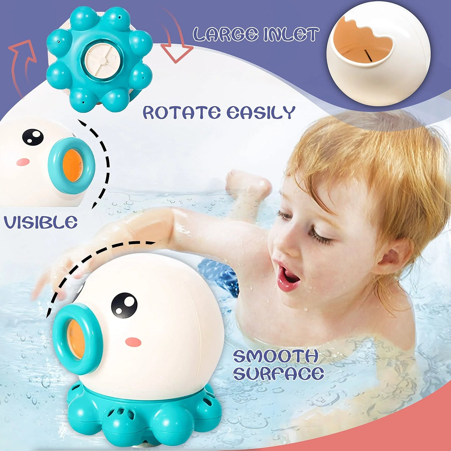 Spin & Spray Octopus Bath Toy - Rotating Shower Fun for Kiwi Kids