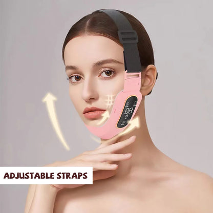Microcurrent Face Massager with EMS and LED Photon Therapy in pink and white
