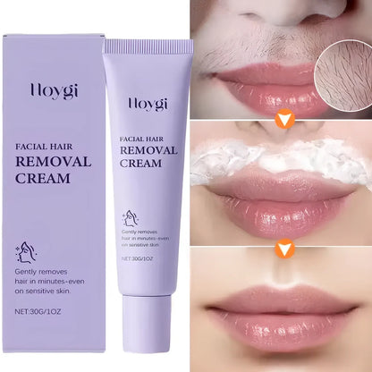 Women's 30g tube of facial hair removal cream with plant extracts for smooth, moisturised skin, 2.9x2.9x15cm size