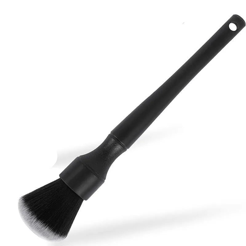 Black car detailing brush with ultra-soft pig hair bristles and PP handle in 240mm and 160mm sizes