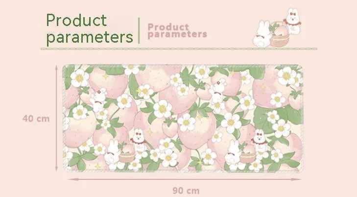 Large flower pattern mouse pad on a desk, showing cute cartoon tulip design and non-slip rubber base.