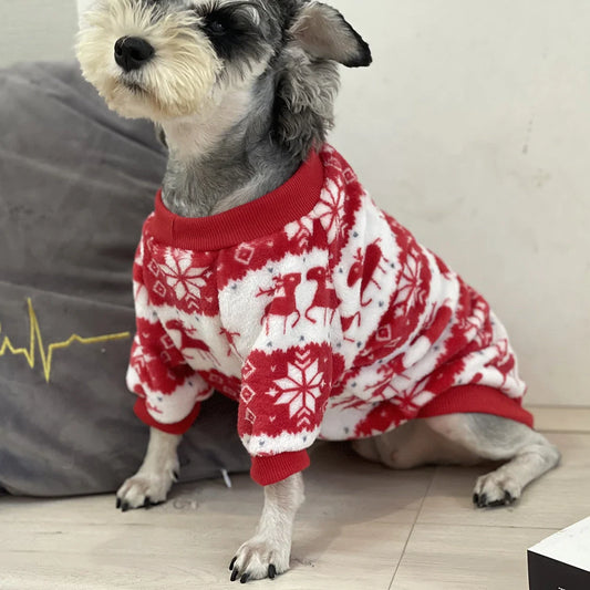 Winter Warm Padded Dog Clothes Christmas Pet Sweater in big red, perfect for keeping your pet warm and stylish