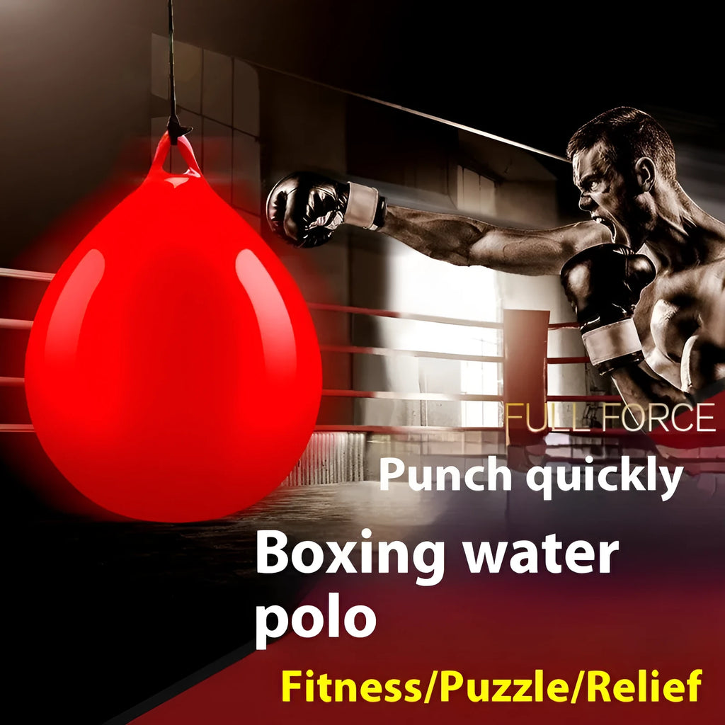Red PVC water filled boxing reaction ball target with hook rope for hanging during training