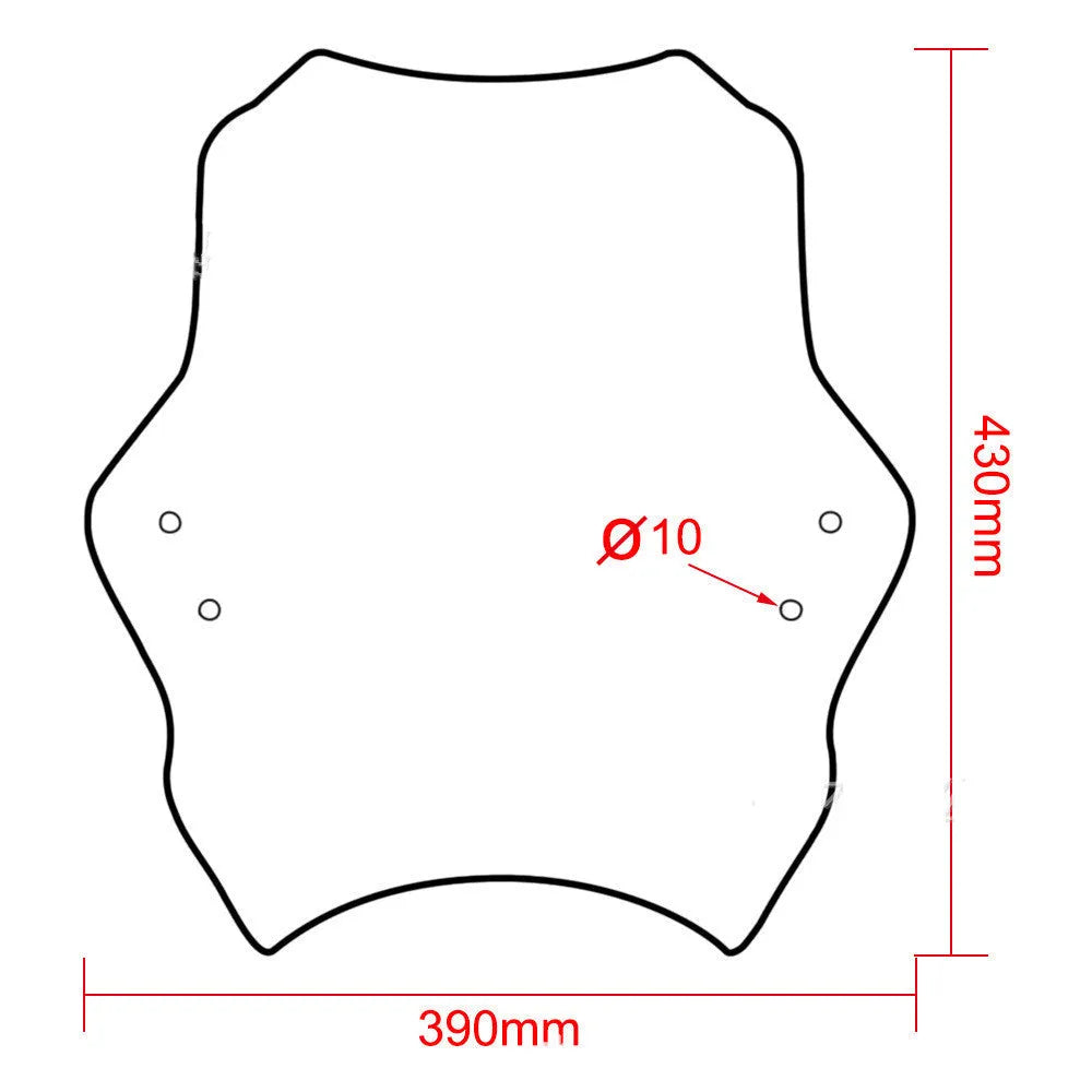 Universal ABS plastic motorcycle windshield in smoke grey with handlebar clamps