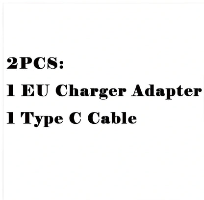 Black 1.2m fast charging Type-C cable with EU adapter, 18W output for quick device power-up