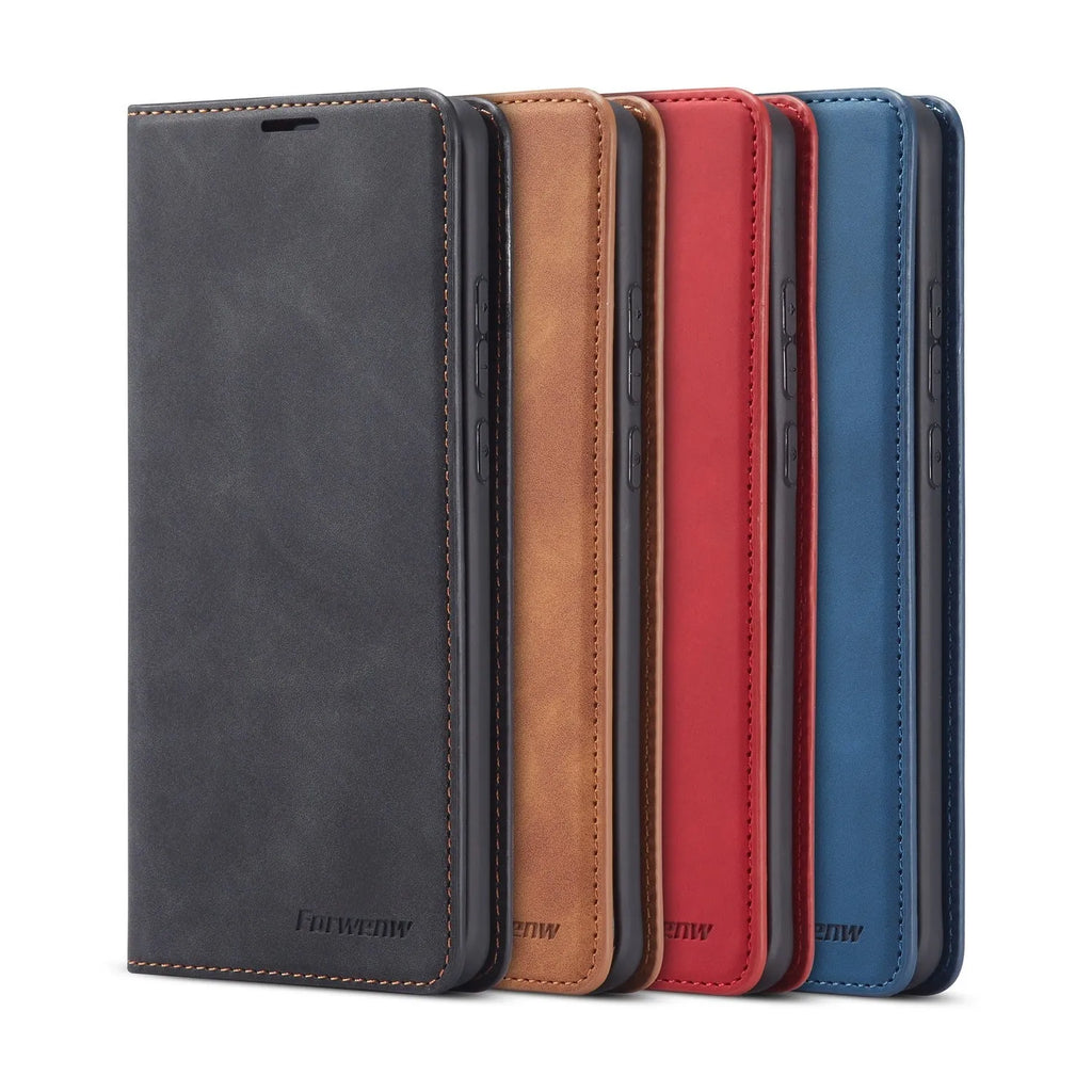 Flip-style card-inserting mobile phone case in black for Huawei P40Pro with card slots visible