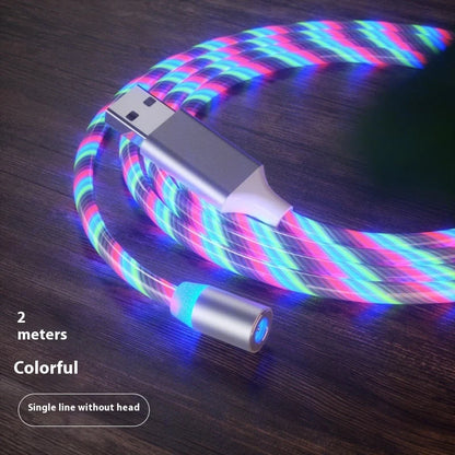 Magnetic charging cable with LED indicator, available in blue, red, green, and colorful options.