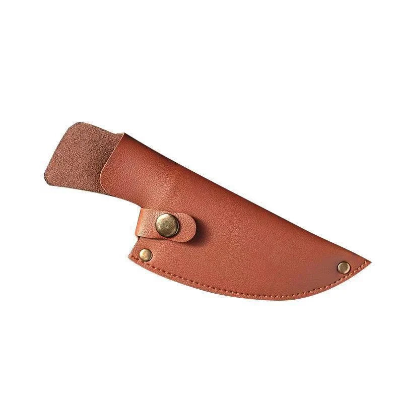 Hand hammered stainless steel boning knife with leather case