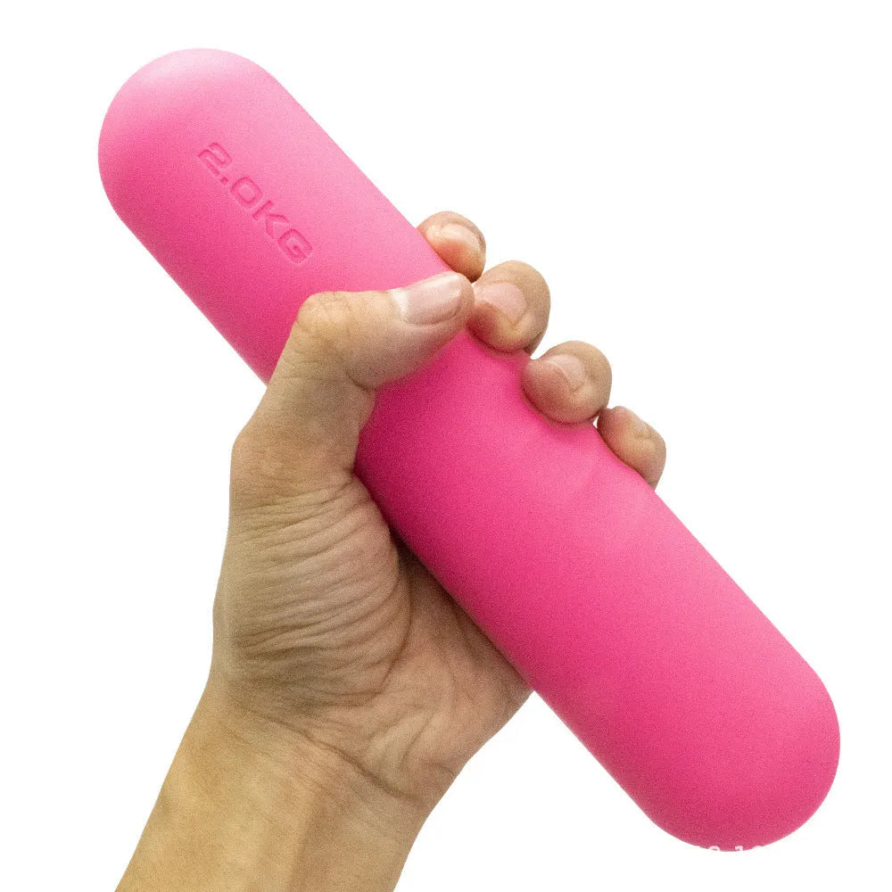 Silicone edged non-slip hand-drawn yoga dumbbell stick in various colours and weights for fitness training