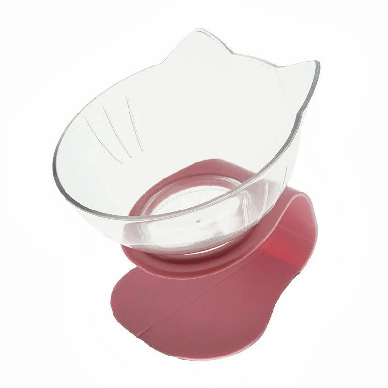 Elevated pet bowls with 15-degree tilted design to support pet's neck and reduce strain