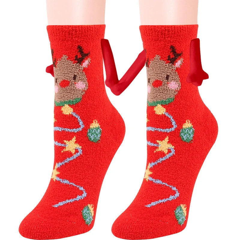 Christmas couple socks with magnetic suction feature in various animal patterns