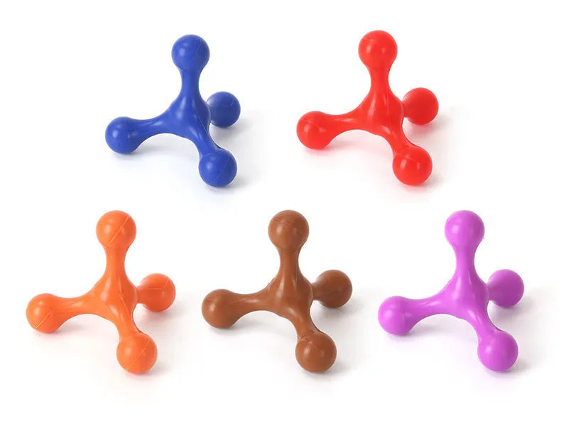 Silicone three-legged chew toy for small and medium dogs in assorted colours