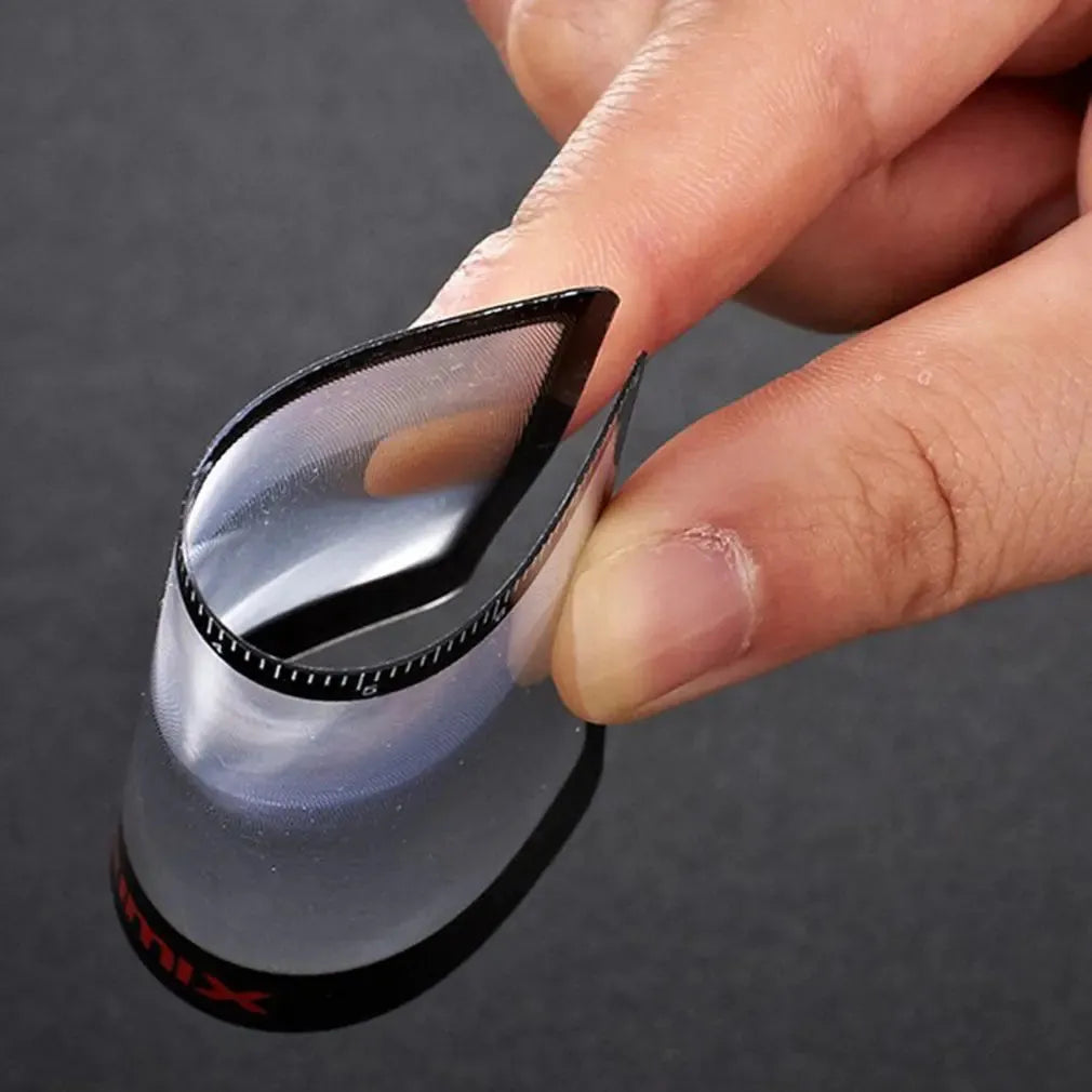 Black and white portable plastic card magnifier for reading and outdoor use.