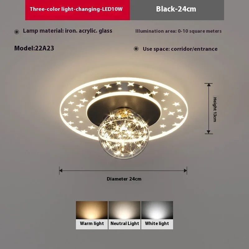 Modern LED ceiling lamp for corridors in gold, black or white finish with adjustable colour temperature