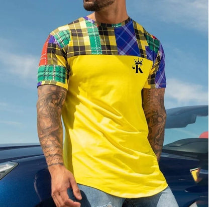 Casual round neck short sleeve digital printing tee in various colours