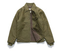 Men padded work jacket with thickened velvet lining and multi-pocket zipper in khaki colour