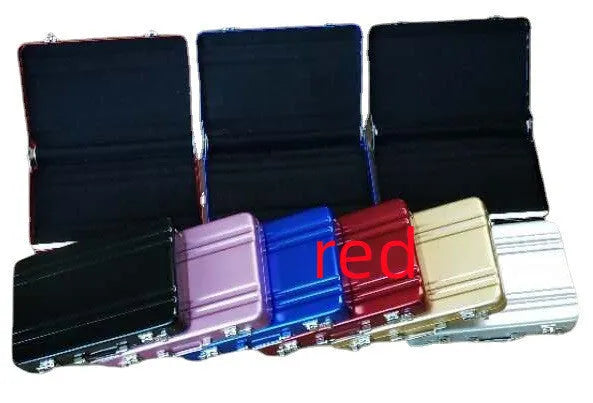 Aluminium alloy metal card holder in multiple colours showing slim 16mm profile