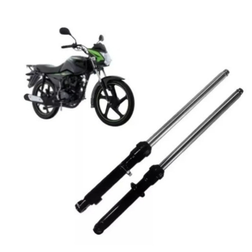 Pair of 71x13x13cm metal motorcycle shock absorbers on a grey background