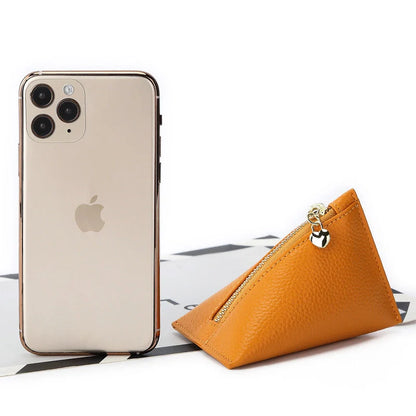 Women's mini coin purse in first layer cowhide, waterproof, available in six colours