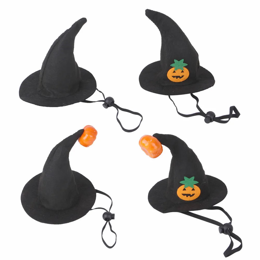 Cloth Halloween hat for cats with embossed pumpkin smiling face design