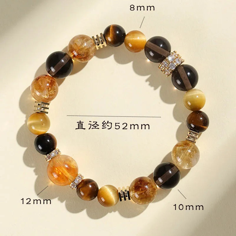 Natural yellow artificial crystal bracelet with 10mm tower beads on wrist