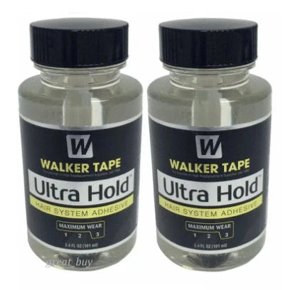 Black wig adhesive tape container with invisible strong-hold formula for hairpiece attachment