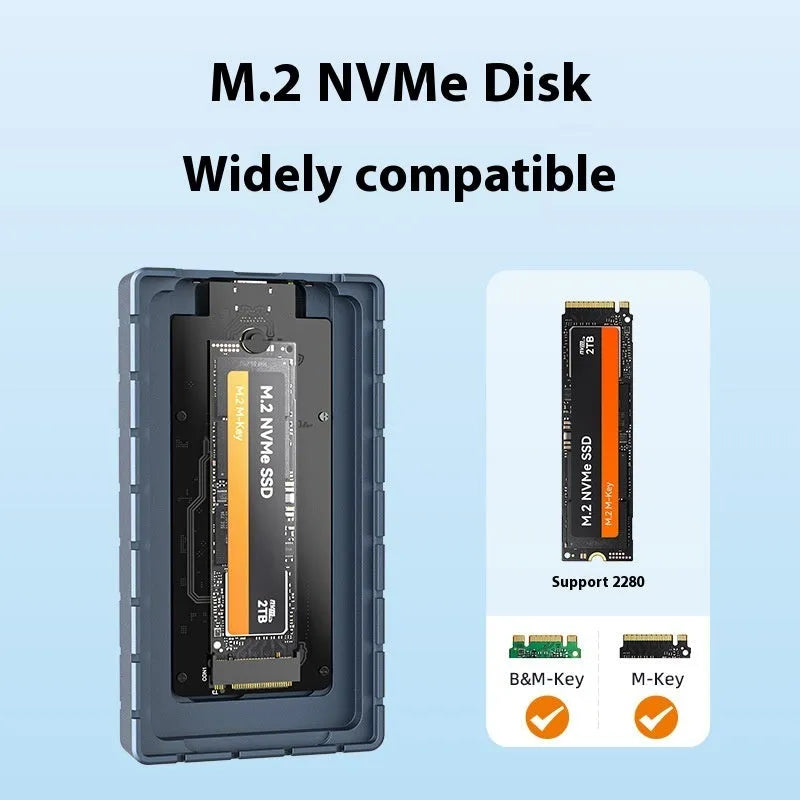 USB4 hard disk enclosure aluminium alloy case for M.2 NVMe SSDs measuring 50x118x13mm