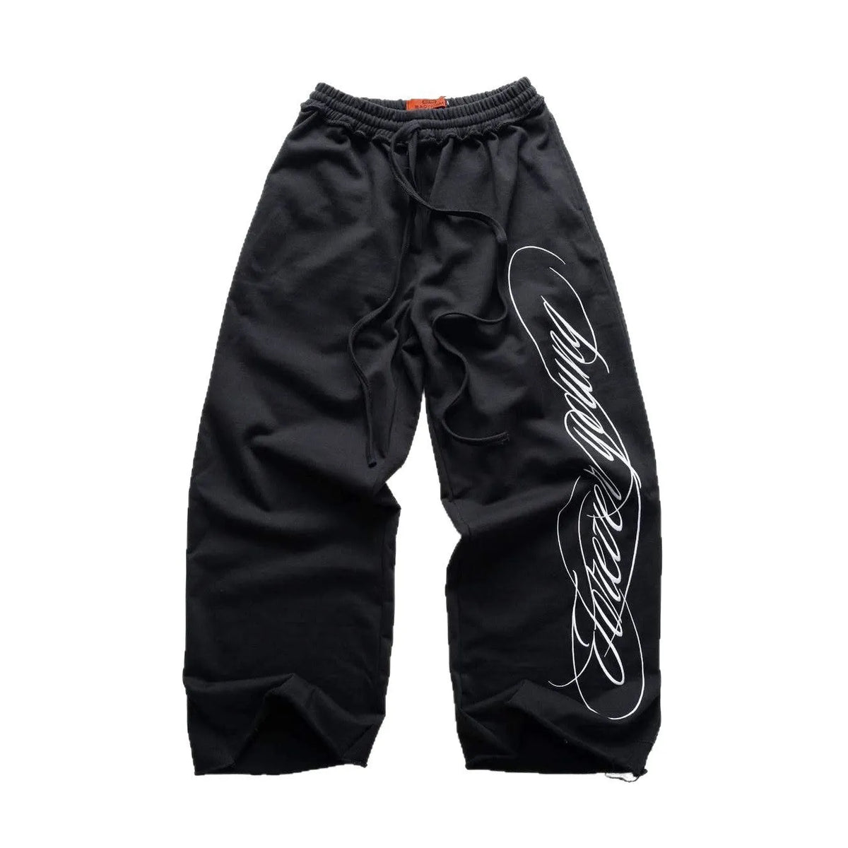 Design printing men's smart trousers in black, loose fit, mid-waist polyester casual trousers