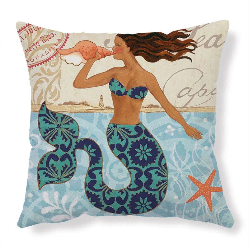 Stylish throw pillow covers featuring vibrant sea creature designs for home decor