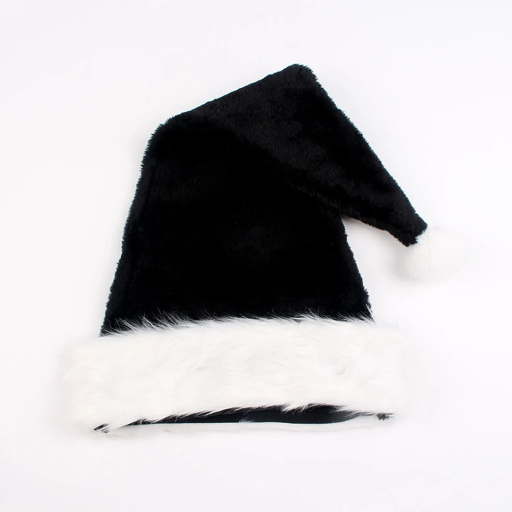 Plush plus-size Christmas hat in red and black colour combination with European classical style