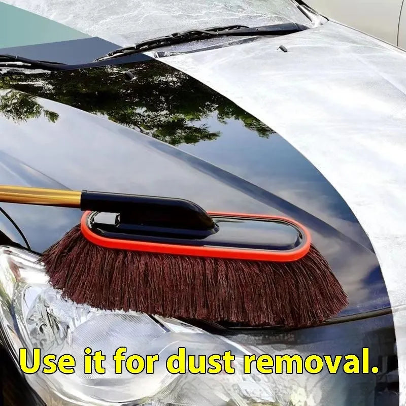Telescopic wax duster car wash mop with alloy handle and brown line small telescopic mechanism