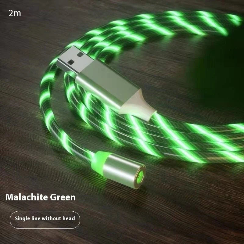 Magnetic charging cable with LED indicator, available in blue, red, green, and colorful options.