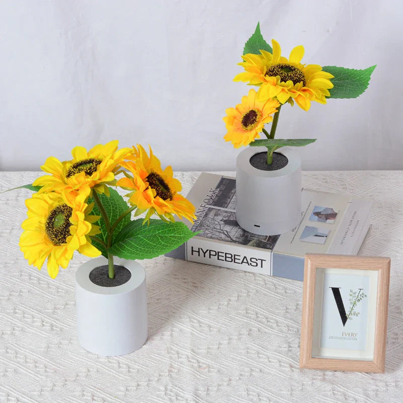 Enchanting Sunflower Lamp with LED modeling lights, creating a warm and natural ambiance for any room in your home