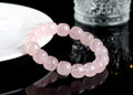 Pink natural bamboo crystal bracelet with 11mm geometric barrel beads